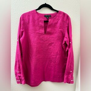 Lauren Ralph Lauren Linen HOT Pink Tunic Top